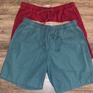 EUC L.L. Bean Men's Mountain Red and Blue Dock Shorts Size L/XL Bundle